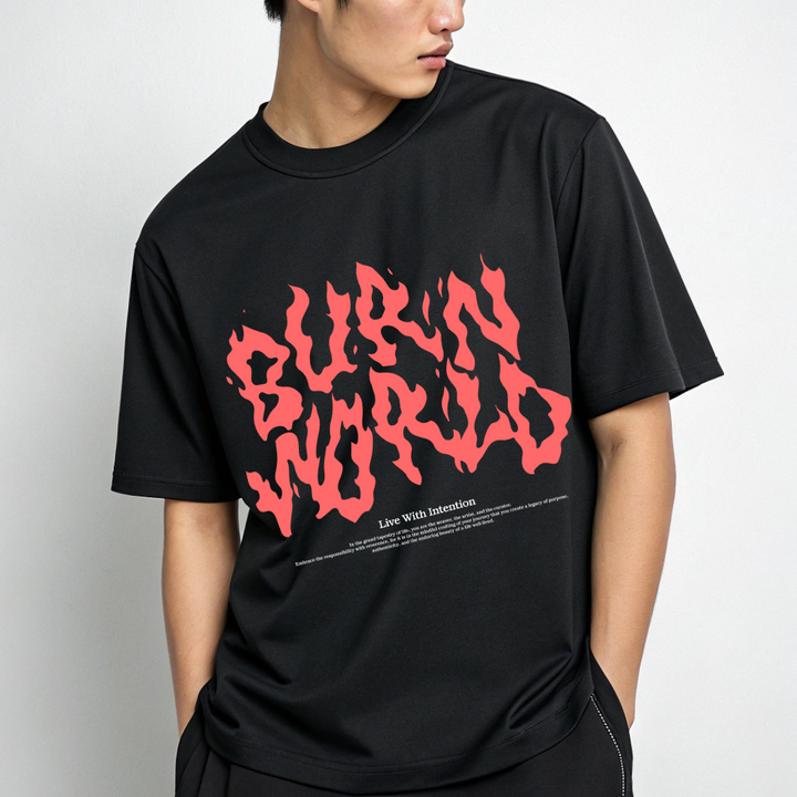 Burn world oversize tee